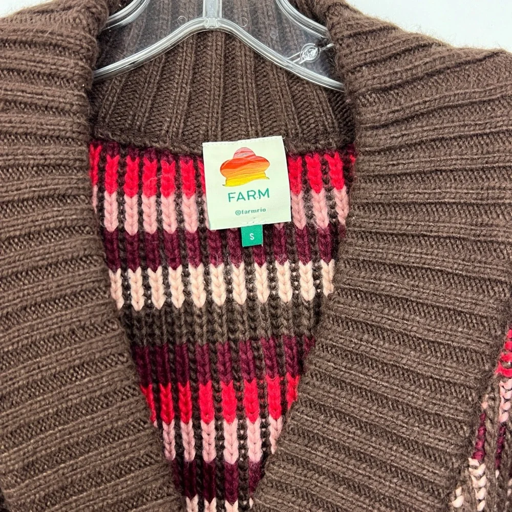 FARM Rio Striped Ribbed-knit Cardigan S - Picture 3 of 8